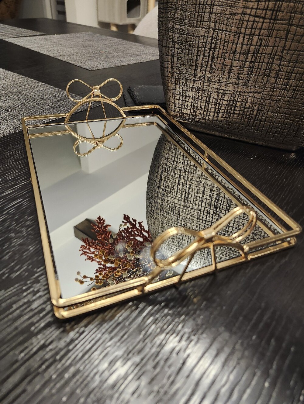 Gold Bow Mirror Tray - Picture 10 of 14